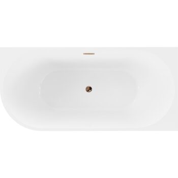 MEXEN/S - Mia voľne stojaca rohová vaňa pravá 160 x 80, biela/čierna, sifón a prepad ružové zlato 52691608075P-60