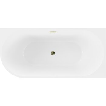 MEXEN/S - Mia voľne stojaca rohová vaňa pravá 160 x 80, biela/čierna, sifón a prepad zlatá 52691608075P-50