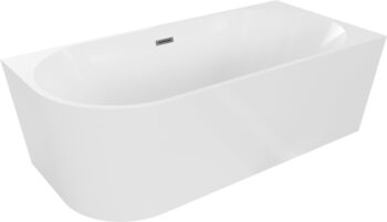 MEXEN/S - Mia voľne stojaca rohová vaňa pravá 170 x 80, biela, sifón a prepad grafit kartáčovaná 52691708000P-66