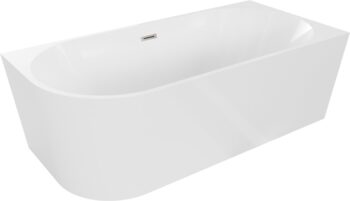 MEXEN/S - Mia voľne stojaca rohová vaňa pravá 170 x 80, biela, sifón a prepad nikel kartáčovaná 52691708000P-97