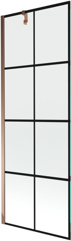 MEXEN/S - Next vaňová zástena FIX 70x150, čierny dekor, růžové zlato 895-070-000-00-77-60