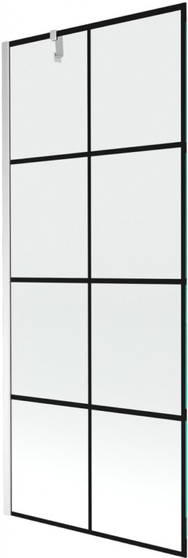 MEXEN/S - Next vaňová zástena FIX 80x150, čierny dekor, chróm 895-080-000-00-77-01