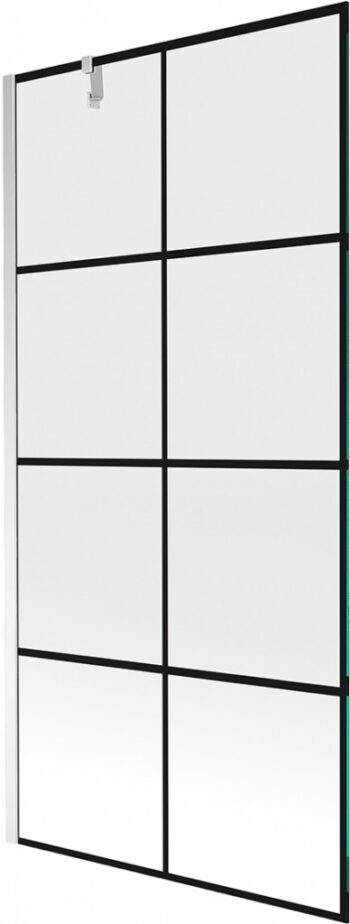 MEXEN/S - Next vaňová zástena FIX 90x150, čierny dekor, chróm 895-090-000-00-77-01