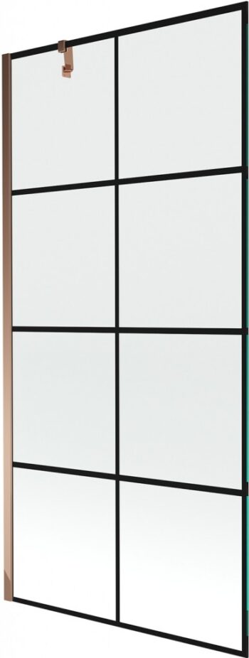 MEXEN/S - Next vaňová zástena FIX 90x150, čierny dekor, růžové zlato 895-090-000-00-77-60