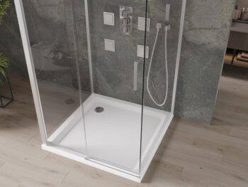 MEXEN/S - OMEGA sprchovací kút 3-stenný 100x100, transparent, chróm + vanička vrátane sifónu 825-100-100-01-00-3s-4010