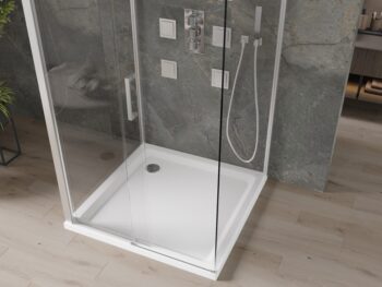 MEXEN/S - OMEGA sprchovací kút 3-stenný 100x100, transparent, chróm + vanička vrátane sifónu 825-100-100-01-00-3s-4010