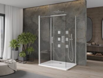 MEXEN/S - OMEGA sprchovací kút 3-stenný 100x80, transparent, chróm + vanička vrátane sifónu 825-100-080-01-00-3s-4010