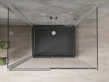 MEXEN/S - OMEGA sprchovací kút 3-stenný 100x80, transparent, chróm + vanička vrátane sifónu 825-100-080-01-00-3s-4070