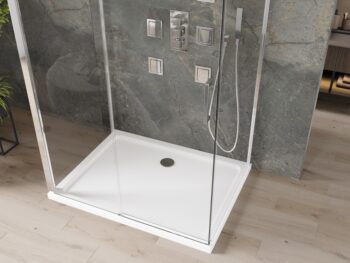MEXEN/S - OMEGA sprchovací kút 3-stenný 100x90, transparent, chróm + vanička vrátane sifónu 825-100-090-01-00-3s-4010
