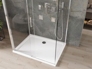 MEXEN/S - OMEGA sprchovací kút 3-stenný 100x90, transparent, chróm + vanička vrátane sifónu 825-100-090-01-00-3s-4010