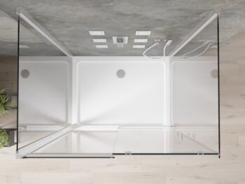 MEXEN/S - OMEGA sprchovací kút 3-stenný 100x90, transparent, chróm + vanička vrátane sifónu 825-100-090-01-00-3s-4010