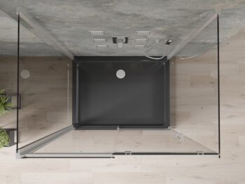 MEXEN/S - OMEGA sprchovací kút 3-stenný 110x80, transparent, chróm + vanička vrátane sifónu 825-110-080-01-00-3s-4070