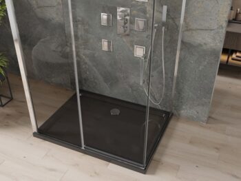 MEXEN/S - OMEGA sprchovací kút 3-stenný 140x100, transparent, chróm + vanička vrátane sifónu 825-140-100-01-00-3s-4070