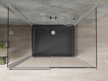 MEXEN/S - OMEGA sprchovací kút 3-stenný 140x100, transparent, chróm + vanička vrátane sifónu 825-140-100-01-00-3s-4070