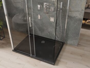 MEXEN/S - OMEGA sprchovací kút 3-stenný 140x80, transparent, chróm + vanička vrátane sifónu 825-140-080-01-00-3s-4070