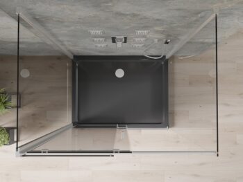 MEXEN/S - OMEGA sprchovací kút 3-stenný 140x80, transparent, chróm + vanička vrátane sifónu 825-140-080-01-00-3s-4070