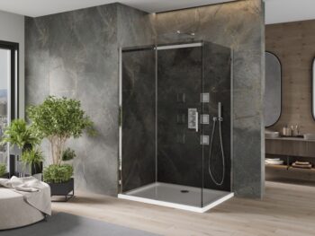 MEXEN/S - Omega sprchovací kút 110 x 70, grafit, chróm + vanička vrátane sifónu 825-110-070-01-40-4010