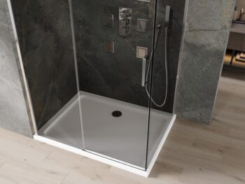 MEXEN/S - Omega sprchovací kút 110 x 70, grafit, chróm + vanička vrátane sifónu 825-110-070-01-40-4010