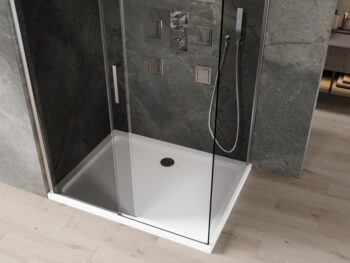MEXEN/S - Omega sprchovací kút 110 x 70, grafit, chróm + vanička vrátane sifónu 825-110-070-01-40-4010