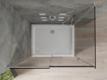 MEXEN/S - Omega sprchovací kút 110 x 70, grafit, chróm + vanička vrátane sifónu 825-110-070-01-40-4010