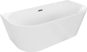 MEXEN/S - Oval vaňa voľne stojaca nástenná 150 x 75, biela, sifón a prepad grafit kartáčovaná 52671507500-66