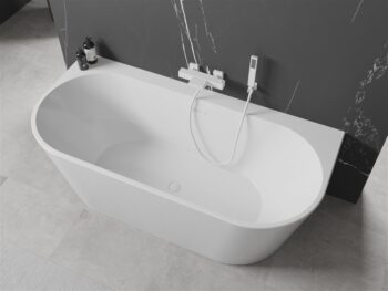 MEXEN/S - Oval+ voľne stojaca vaňa przyścienna 170 x 80, biela, sifón a prepad biela 52681708000-20