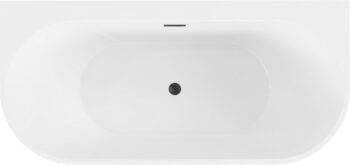 MEXEN/S - Oval+ voľne stojaca vaňa przyścienna 170 x 80, biela, sifón a prepad čierna 52681708000-70