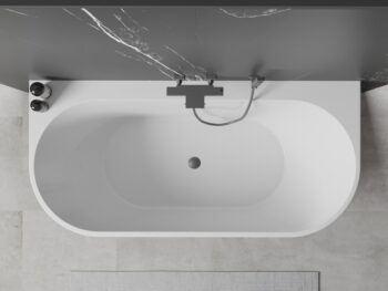MEXEN/S - Oval+ voľne stojaca vaňa przyścienna 170 x 80, biela, sifón a prepad grafit metal 52681708000-95