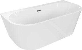 MEXEN/S - Oval+ voľne stojaca vaňa przyścienna 170 x 80, biela, sifón a prepad grafit metal 52681708000-95