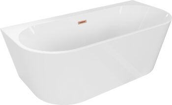 MEXEN/S - Oval+ voľne stojaca vaňa przyścienna 170 x 80, biela, sifón a prepad meď kartáčovaná 52681708000-65