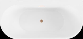 MEXEN/S - Oval+ voľne stojaca vaňa przyścienna 170 x 80, biela, sifón a prepad meď kartáčovaná 52681708000-65
