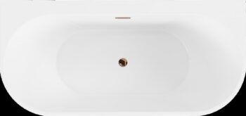 MEXEN/S - Oval+ voľne stojaca vaňa przyścienna 170 x 80, biela, sifón a prepad ružové zlato 52681708000-60