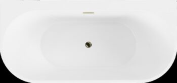 MEXEN/S - Oval+ voľne stojaca vaňa przyścienna 170 x 80, biela, sifón a prepad zlatá 52681708000-50