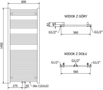 MEXEN/S - Plutón radiátor + vykurovacia tyč 1450 x 600 mm, 900 W, biela W106-1450-600-2900-20