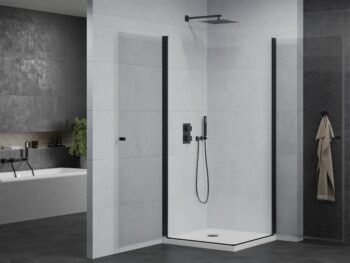 MEXEN/S - Pretoria Duo sprchovací kút 90x90, transparent, čierna + sprchová vanička vrátane sifónu 852-090-090-70-02-4010B