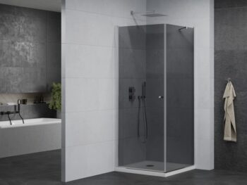 MEXEN/S - Pretória sprchovací kút 100x100, grafit, chróm + sprchová vanička vrátane sifónu 852-100-100-01-40-4010