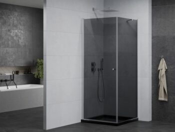 MEXEN/S - Pretória sprchovací kút 100x100, grafit, chróm + sprchová vanička vrátane sifónu 852-100-100-01-40-4070