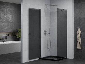 MEXEN/S - Pretória sprchovací kút 100x100, grafit, chróm + sprchová vanička vrátane sifónu 852-100-100-01-40-4070