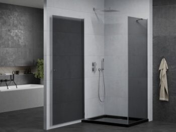 MEXEN/S - Pretória sprchovací kút 100x70, grafit, chróm + sprchová vanička vrátane sifónu 852-100-070-01-40-4070