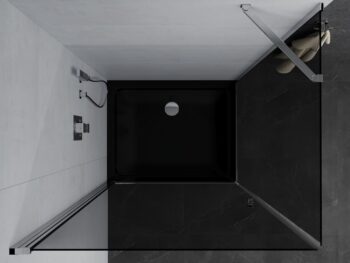 MEXEN/S - Pretória sprchovací kút 100x70, grafit, chróm + sprchová vanička vrátane sifónu 852-100-070-01-40-4070