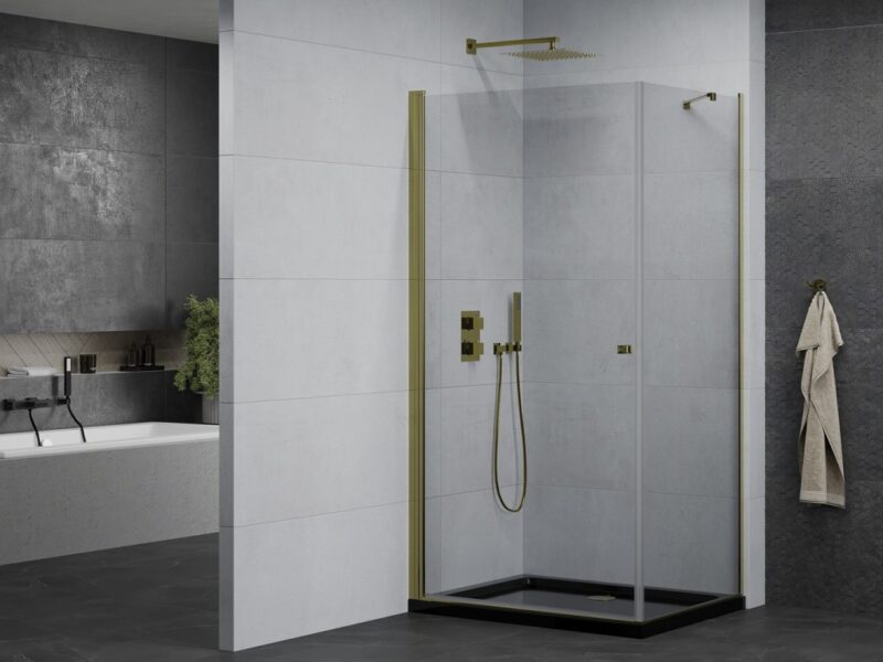 MEXEN/S - Pretória sprchovací kút 100x80, transparent, zlatá + sprchová vanička vrátane sifónu 852-100-080-50-00-4070G MEXEN/S - Pretória sprchovací kút 100x80, transparent, zlatá + sprchová vanička vrátane sifónu 852-100-080-50-00-4070G