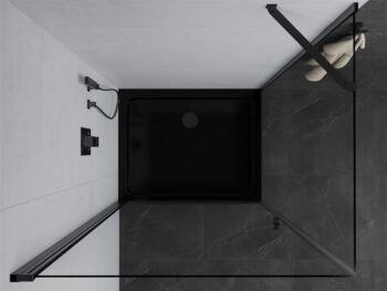MEXEN/S - Pretória sprchovací kút 100x90, transparent, čierna + sprchová vanička vrátane sifónu 852-100-090-70-00-4070B
