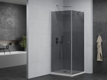 MEXEN/S - Pretória sprchovací kút 70x70, grafit, chróm + sprchová vanička vrátane sifónu 852-070-070-01-40-4010