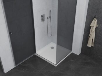 MEXEN/S - Pretória sprchovací kút 70x70, grafit, chróm + sprchová vanička vrátane sifónu 852-070-070-01-40-4010