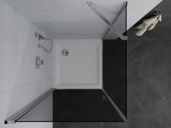 MEXEN/S - Pretória sprchovací kút 70x70, grafit, chróm + sprchová vanička vrátane sifónu 852-070-070-01-40-4010
