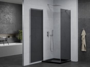 MEXEN/S - Pretória sprchovací kút 70x70, grafit, chróm + sprchová vanička vrátane sifónu 852-070-070-01-40-4070