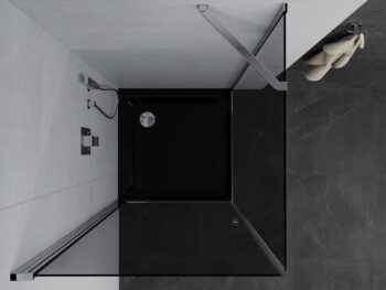 MEXEN/S - Pretória sprchovací kút 70x70, grafit, chróm + sprchová vanička vrátane sifónu 852-070-070-01-40-4070