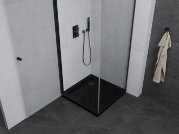 MEXEN/S - Pretória sprchovací kút 70x70, transparent, čierna + sprchová vanička vrátane sifónu 852-070-070-70-00-4070B