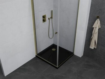 MEXEN/S - Pretória sprchovací kút 70x70, transparent, zlatá + sprchová vanička vrátane sifónu 852-070-070-50-00-4070G