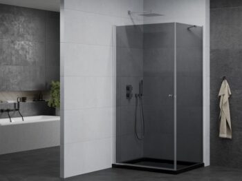 MEXEN/S - Pretória sprchovací kút 70x80, grafit, chróm + sprchová vanička vrátane sifónu 852-070-080-01-40-4070